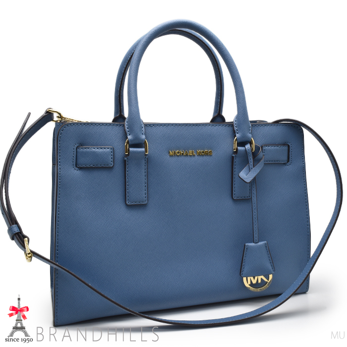 マイケルコース トートバッグ Dillon Cornflower Leather Satchel ブルー 2WAYショルダー 30H4GAIS3L MICHAEL KORS 美品_画像1