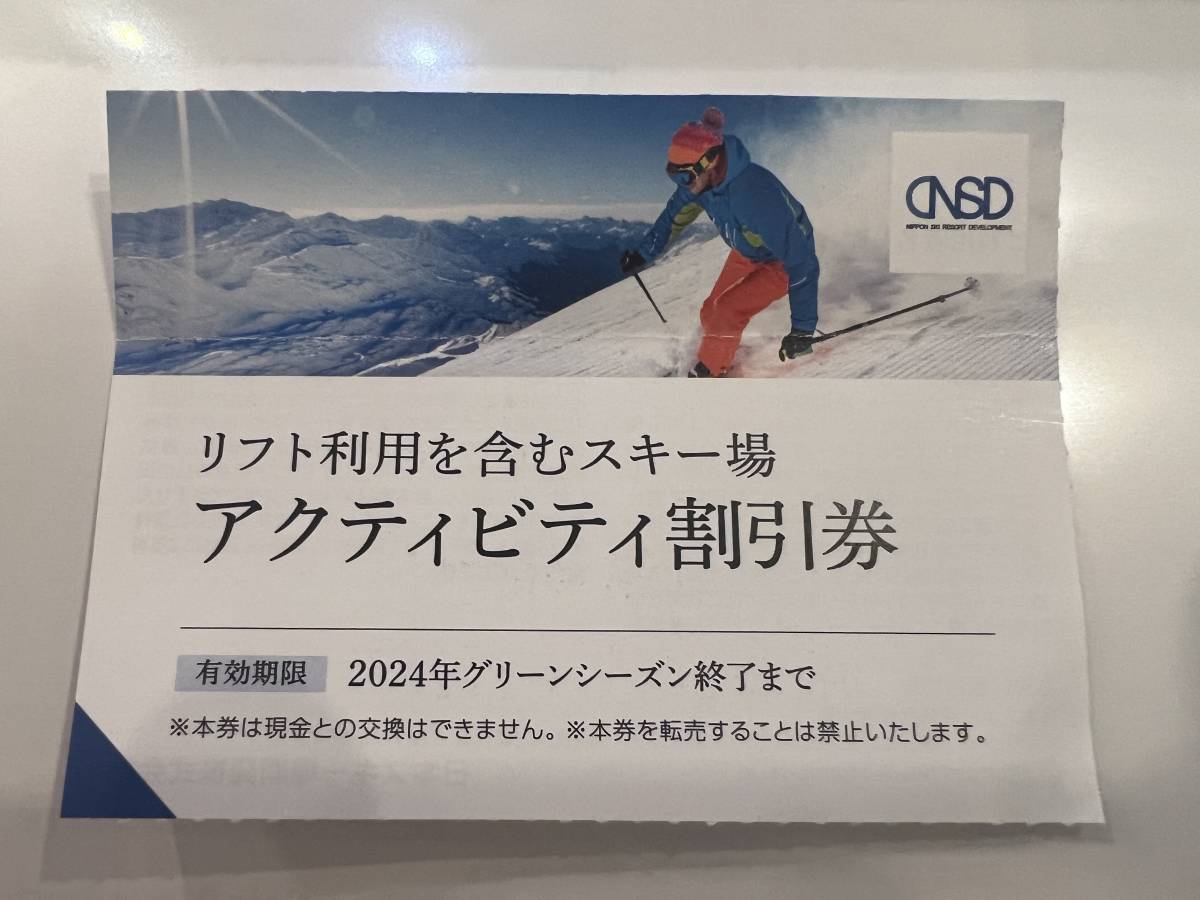 日本スキー場開発 日本駐車場開発株主優待券リフト利用 スキー場アクティビティ割引券1枚　数量2_画像1