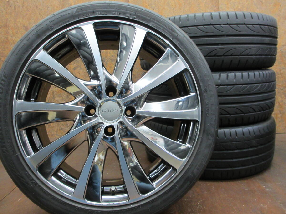 ★17インチ 4穴PCD100 EXPLORER + BRIDGESTONE POTENZA・Ventus 215/40R17 4本セット[アクア ヤリス ノート フィット デミオ スイフト]_画像1