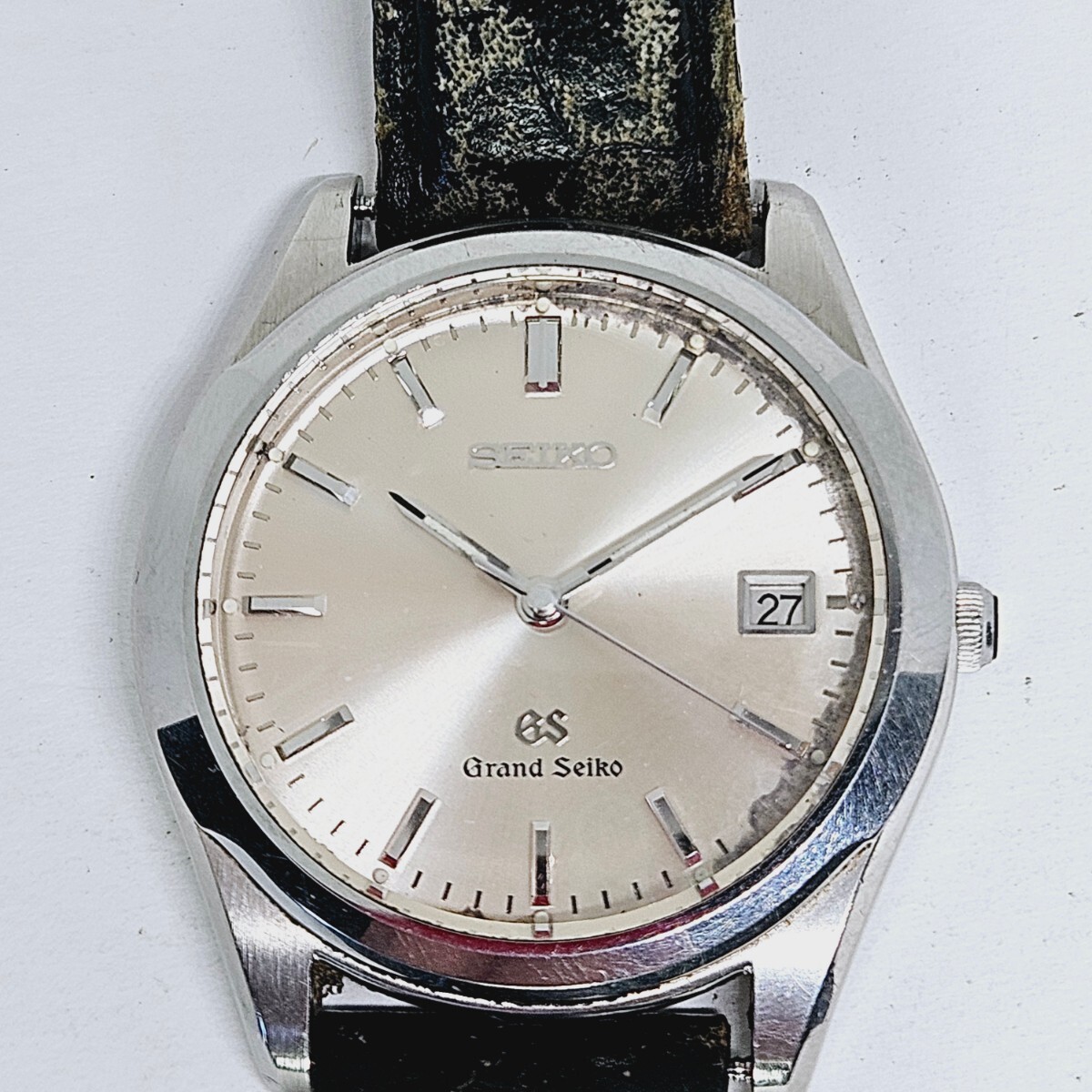 SEIKO　 GS　グランドセイコー　8N65-8000　クォーツ QZ　稼働品　腕時計　シルバーカラー　純正尾錠　ベルト社外品　_画像1