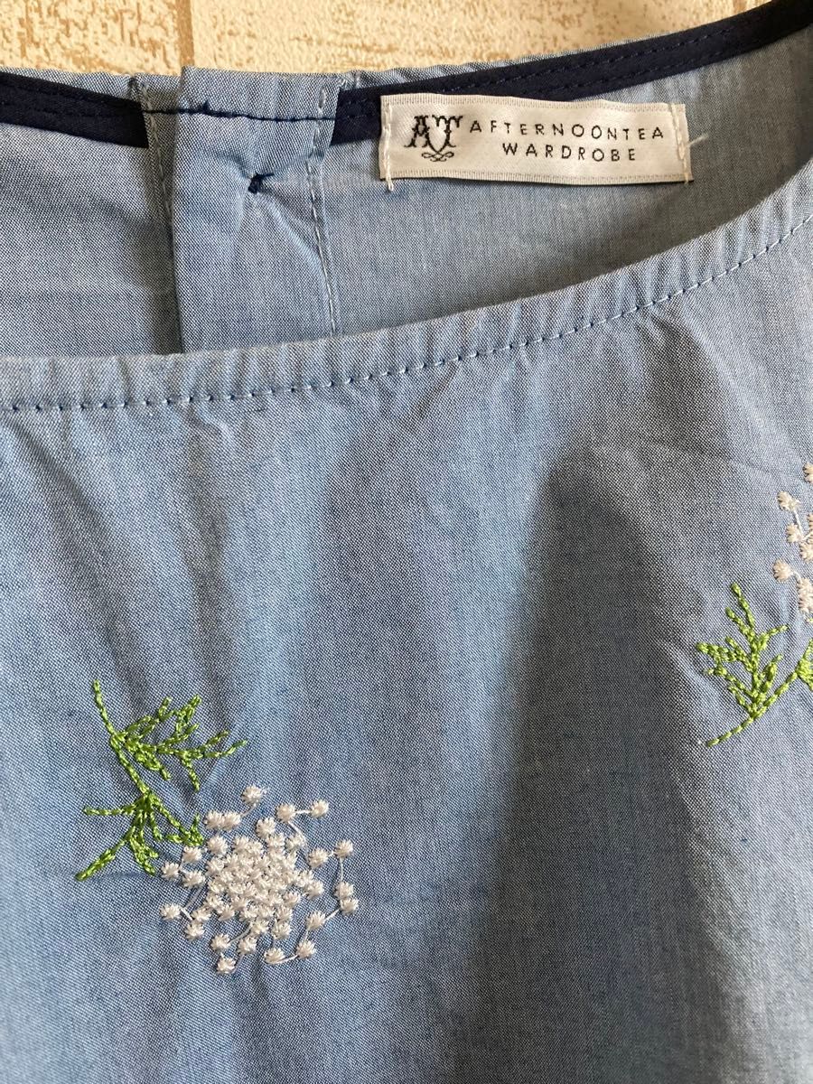 春物アフタヌーンティーワードローブ　刺繍が可愛い ワンピース　 ナチュラル系 大人可愛デザイン 体型カバー