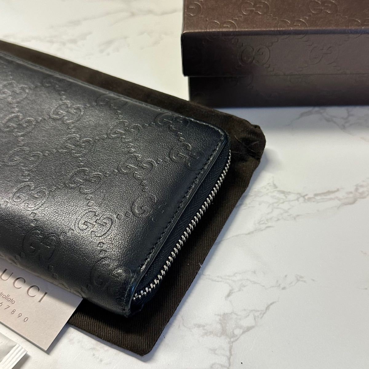 グッチ　GUCCI 財布　長財布　シマレザー　GG金具 ラウンドファスナー　メンズ_画像9