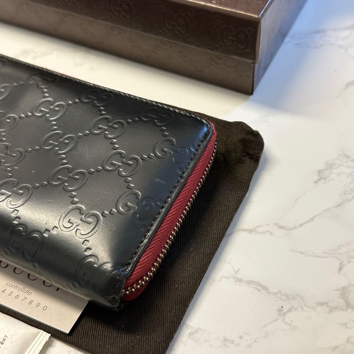 グッチ　GUCCI 財布　長財布　シマレザー　ハート金具　ラウンドファスナー　レディース　_画像7