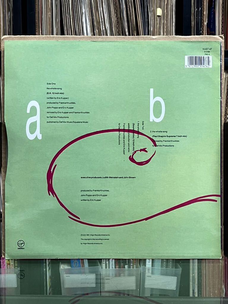 【 Eric Kupperプロデュース！！】 Frankie Knuckles - The Whistle Song ,Virgin America - VUST 47 ,12 ,45 RPM ,Stereo UK 1991_画像2