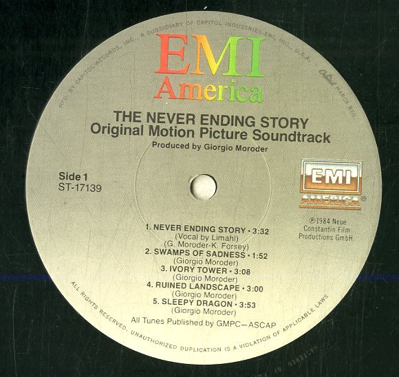 A00589632/LP/クラウス・ドルディンガー&ジョルジオ・モロダー「The NeverEnding Story OST ネバーエンディング・ストーリー (1984年・ST_画像3