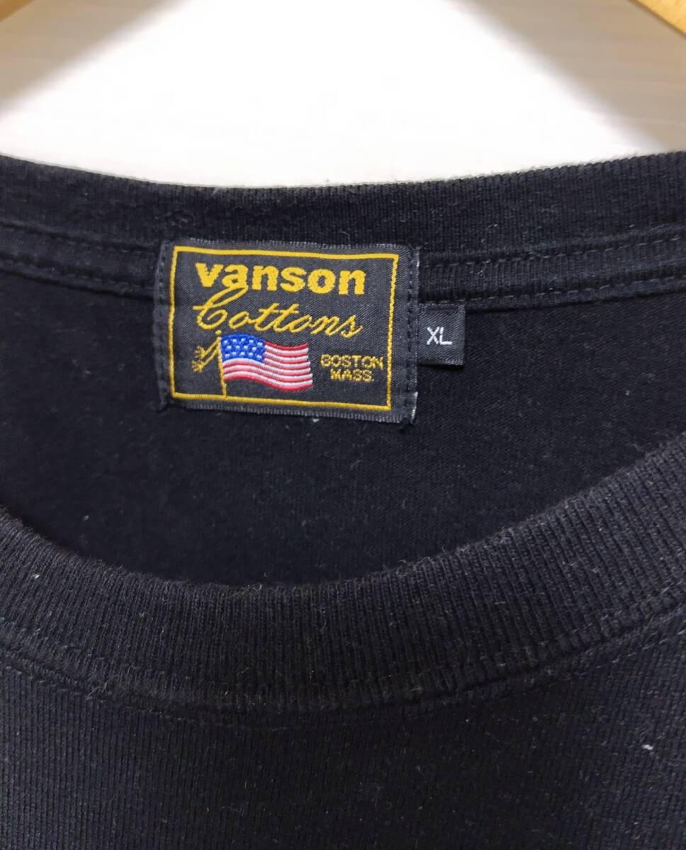 VANSON バンソン 長袖Tシャツ ロングTシャツ カットソー スカル 羽 ロゴ刺繍 黒 XL 2L LL メンズ 大きいサイズ 特大_画像4