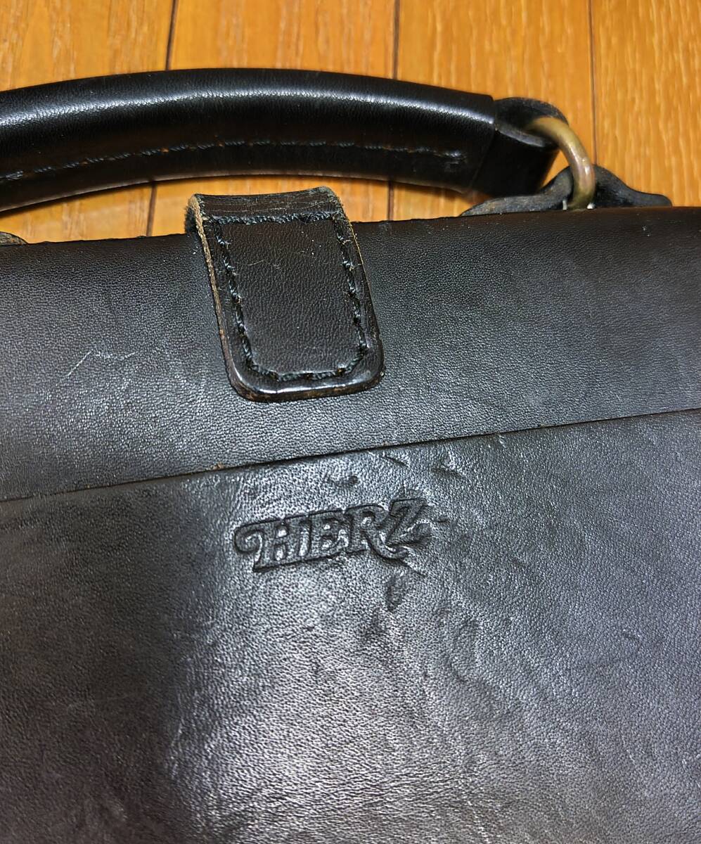 HERZ hell tsu original leather Dulles bag handbag Mini bag dokta- bag black black 
