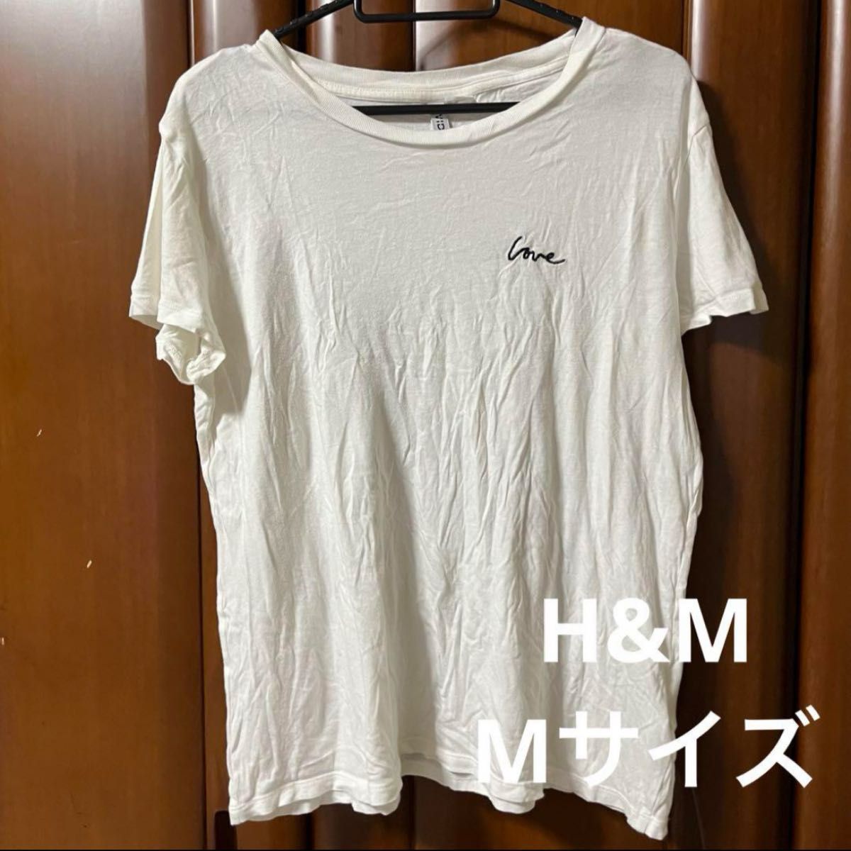 エイチアンドエム H&M 半袖 Tシャツ 白 ホワイト 半袖Tシャツ 刺繍 ワンポイント