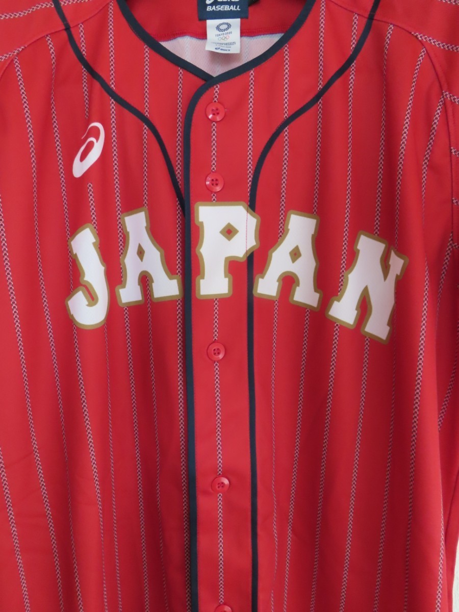 侍ジャパン 東京オリンピック 2020 日本代表 ユニフォーム Lサイズ asics アシックス 赤 レッド WBC 優勝 ウェア ベースボールシャツ 野球の画像3