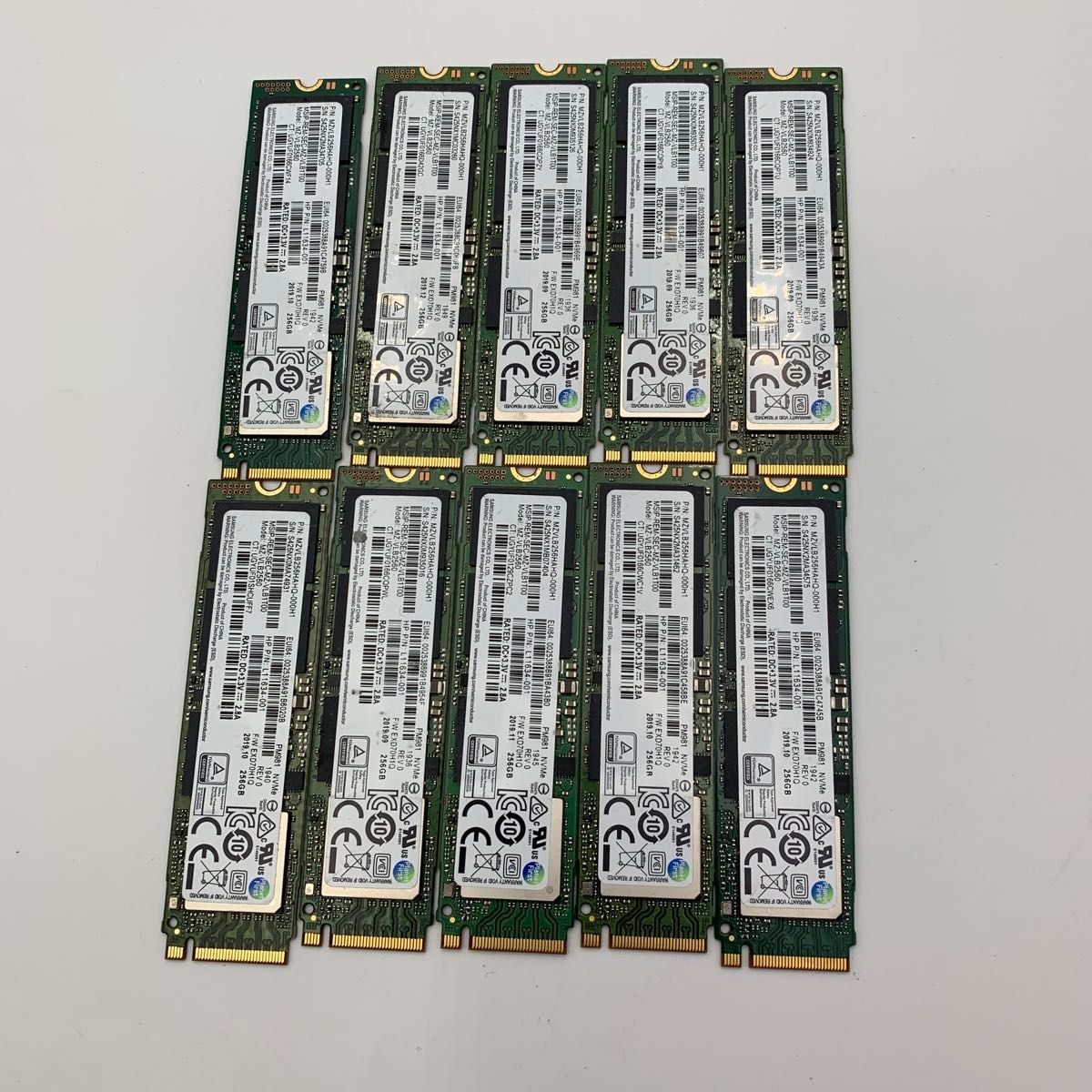 SAMSUNG MZVLB256HAHQ-000H1 256GB NVMe M.2 PM981 10枚セット