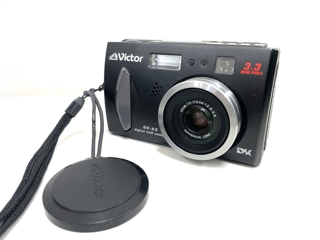 5151★Victor GC-X3 digital still zoom 7.5-17.5mm 1:2.8-3.8 ビクター 黒 セット コンパクトデジタルカメラ ブラック_画像2