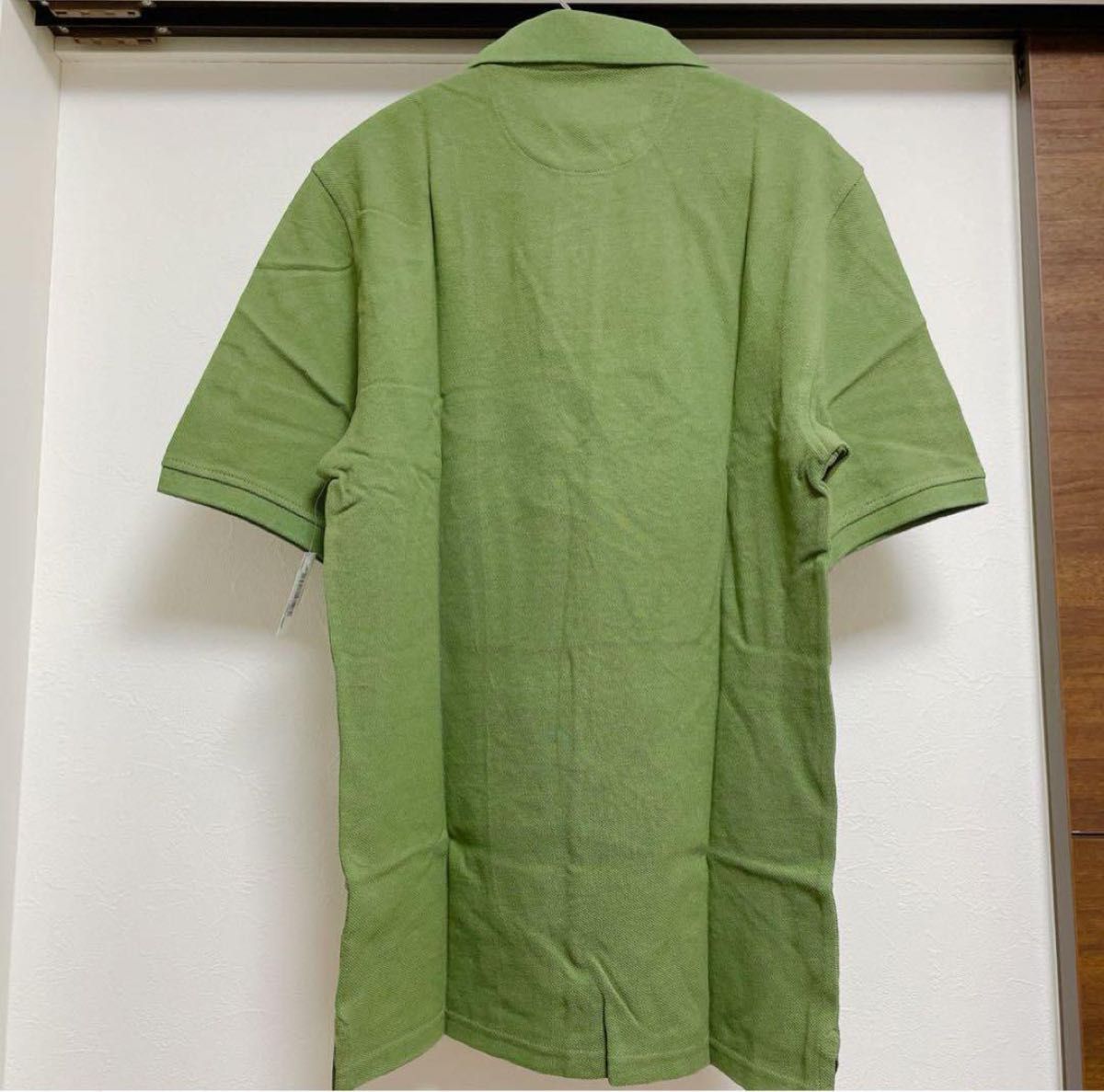 ポロシャツ コットンピケ レギュラーフィット 襟 ボタン メンズ S グリーン 半袖