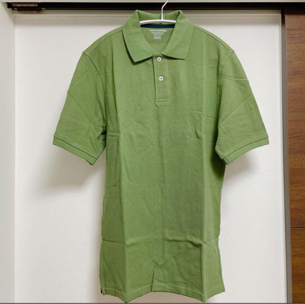 ポロシャツ コットンピケ レギュラーフィット 襟 ボタン メンズ S グリーン 半袖
