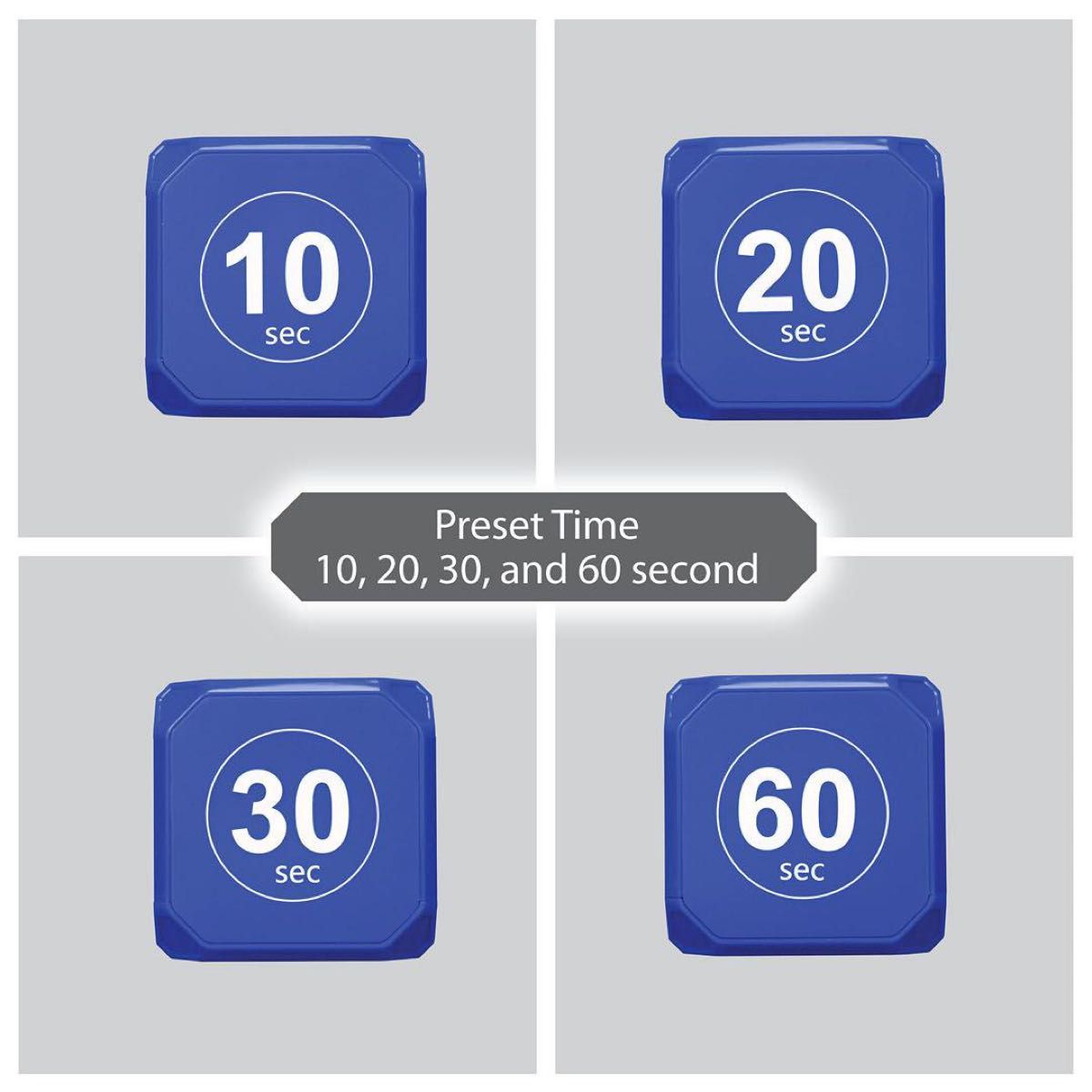 TimeCube プリセット タイマー LEDライト4つ アラーム付き 時間の管理用 秒単位 カウントダウン設定 ブルー
