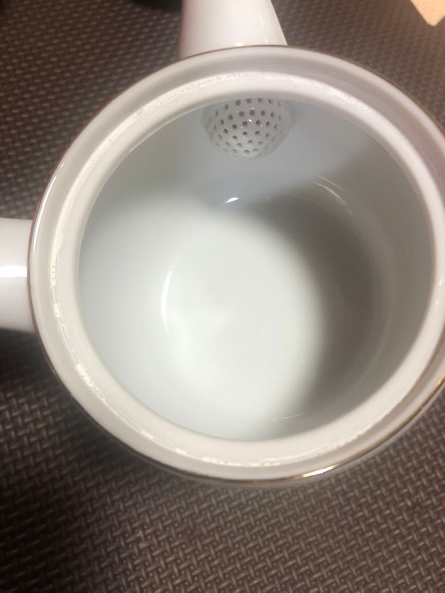 未使用　急須　昭和レトロ　花柄　白色　在庫で茶色もあります。　お茶