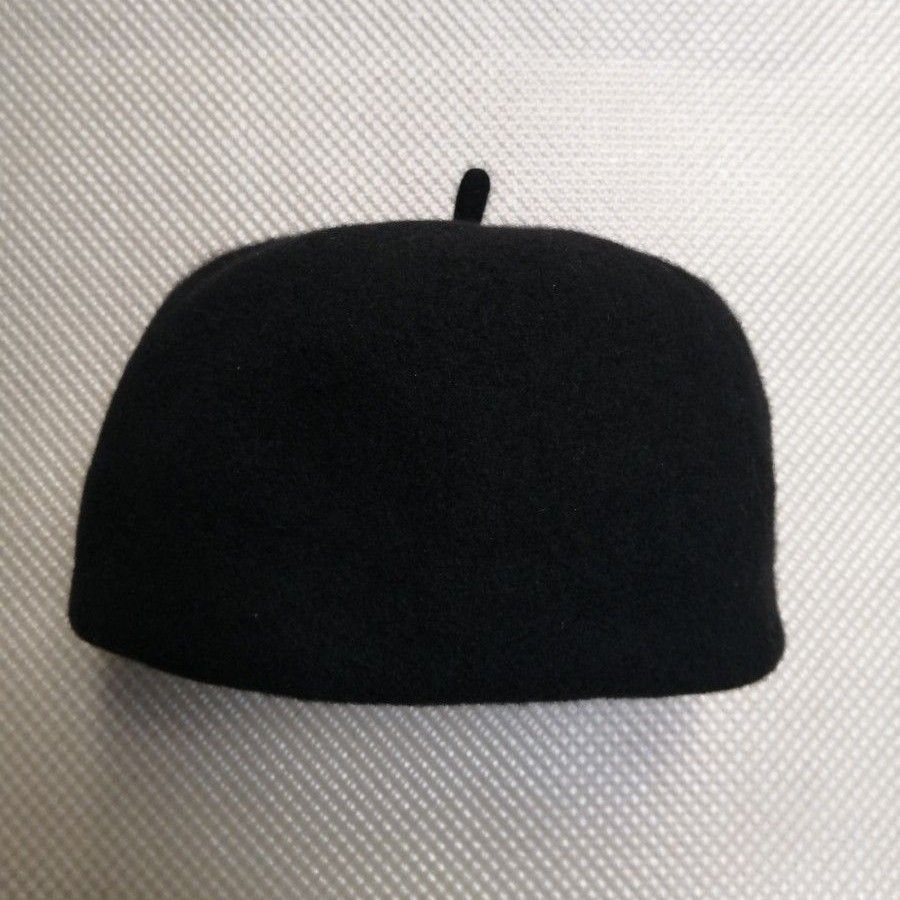 【小振りで深めのベレー帽】ca4la カシラ ウール100% ブラック 黒 レディース メンズ 57-58㎝ バスクベレー帽