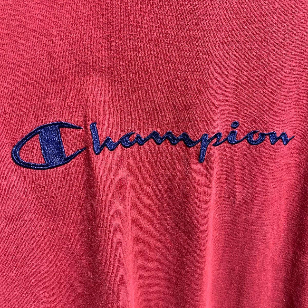 オールド　アメリカ製　チャンピオン　ロゴ刺繍　半袖Tシャツ　90s 古着　ヴィンテージ　CHAMPION USA 米国製　二重リブ　レイヤード_画像7