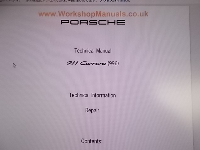  Porsche,996. Work shop manual, used.