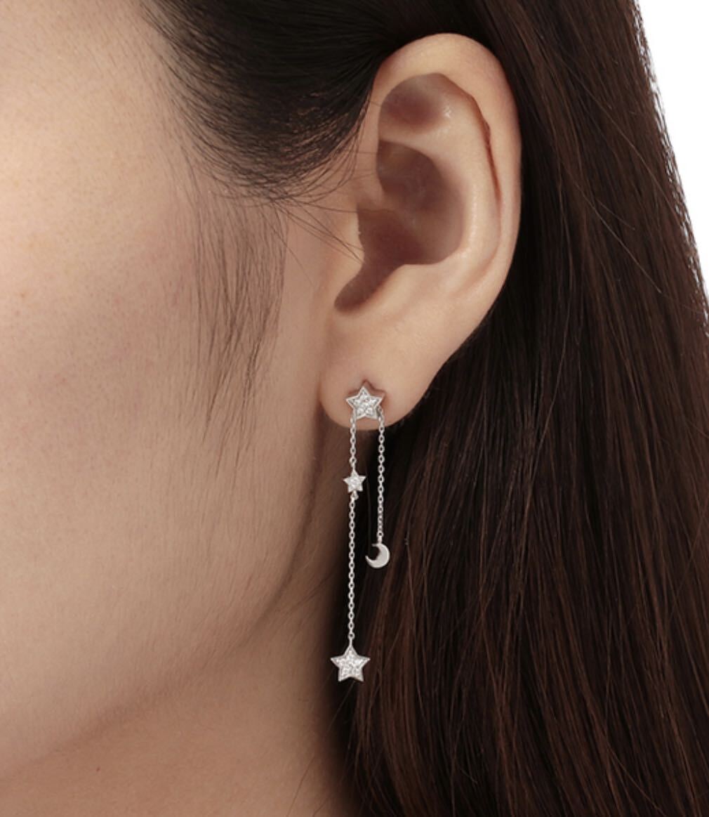  Ponte Vecchio K18WG diamond earrings Star & moon 