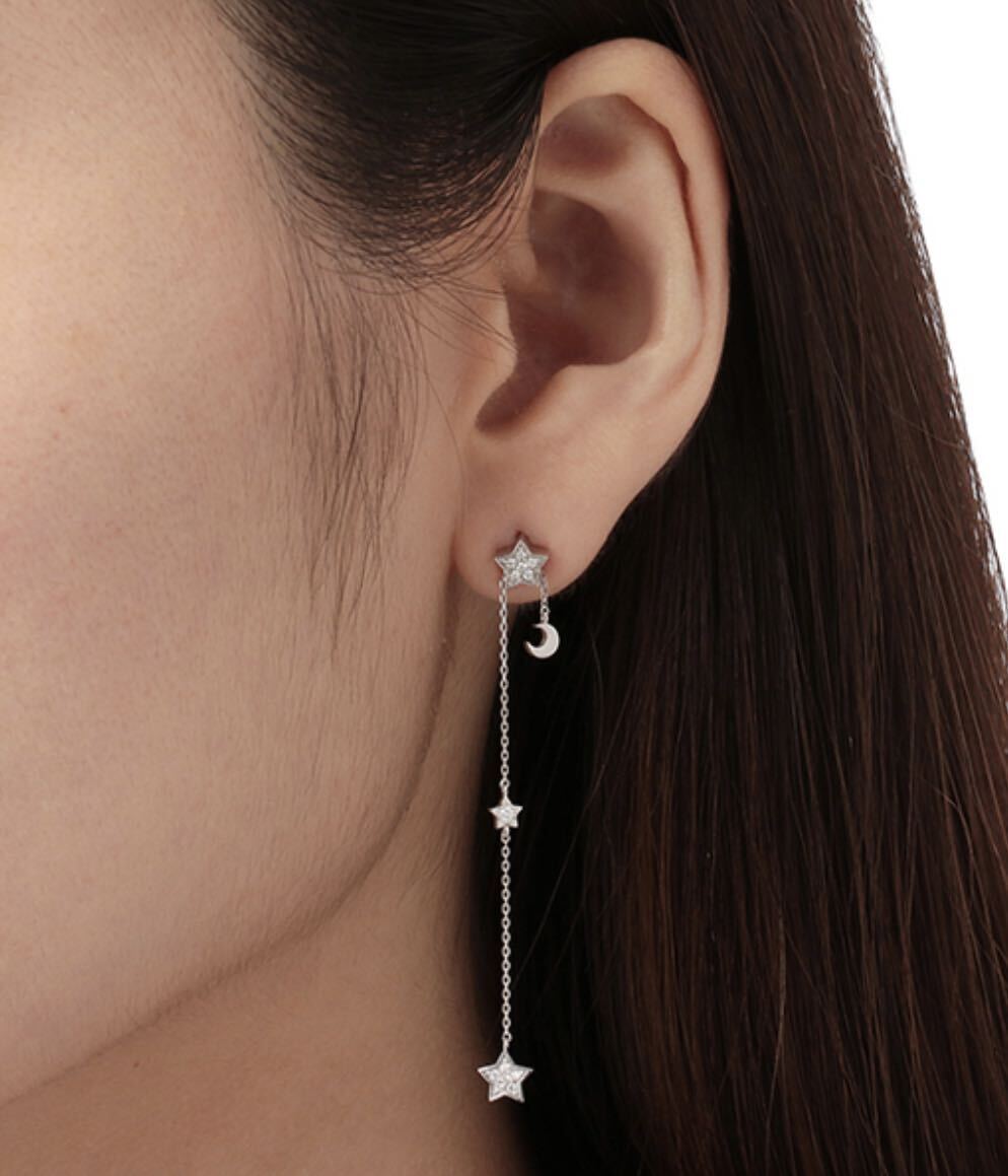  Ponte Vecchio K18WG diamond earrings Star & moon 