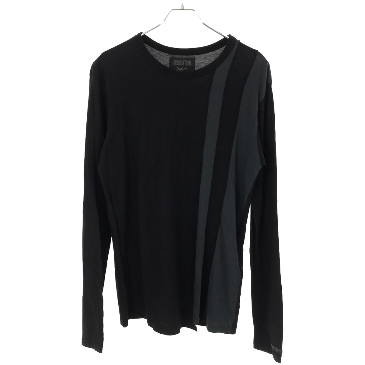 REGULATION Yohji Yamamoto MEN レギュレーション ヨウジヤマモト 16SS ラインデザイン ロングカットソー ブラック グレー 3 IT9NR8RW2VIU