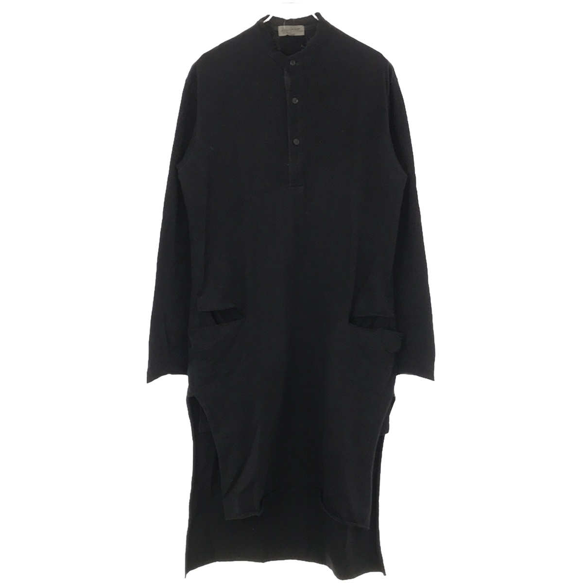 Yohji Yamamoto POUR HOMME ヨウジヤマモト プールオム 15AW ヘンリーネックロングカットソー ブラック 3 HY-T14-076 ITDPH07KXQ4Y_画像1