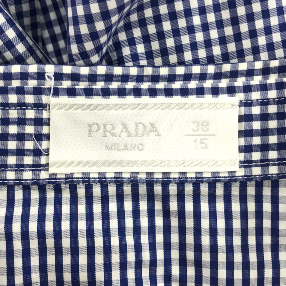 PRADA プラダ 13AW ギンガムチェックシャツ ブルー 38 UCM912 ITJ4SQDGTRXC_画像3