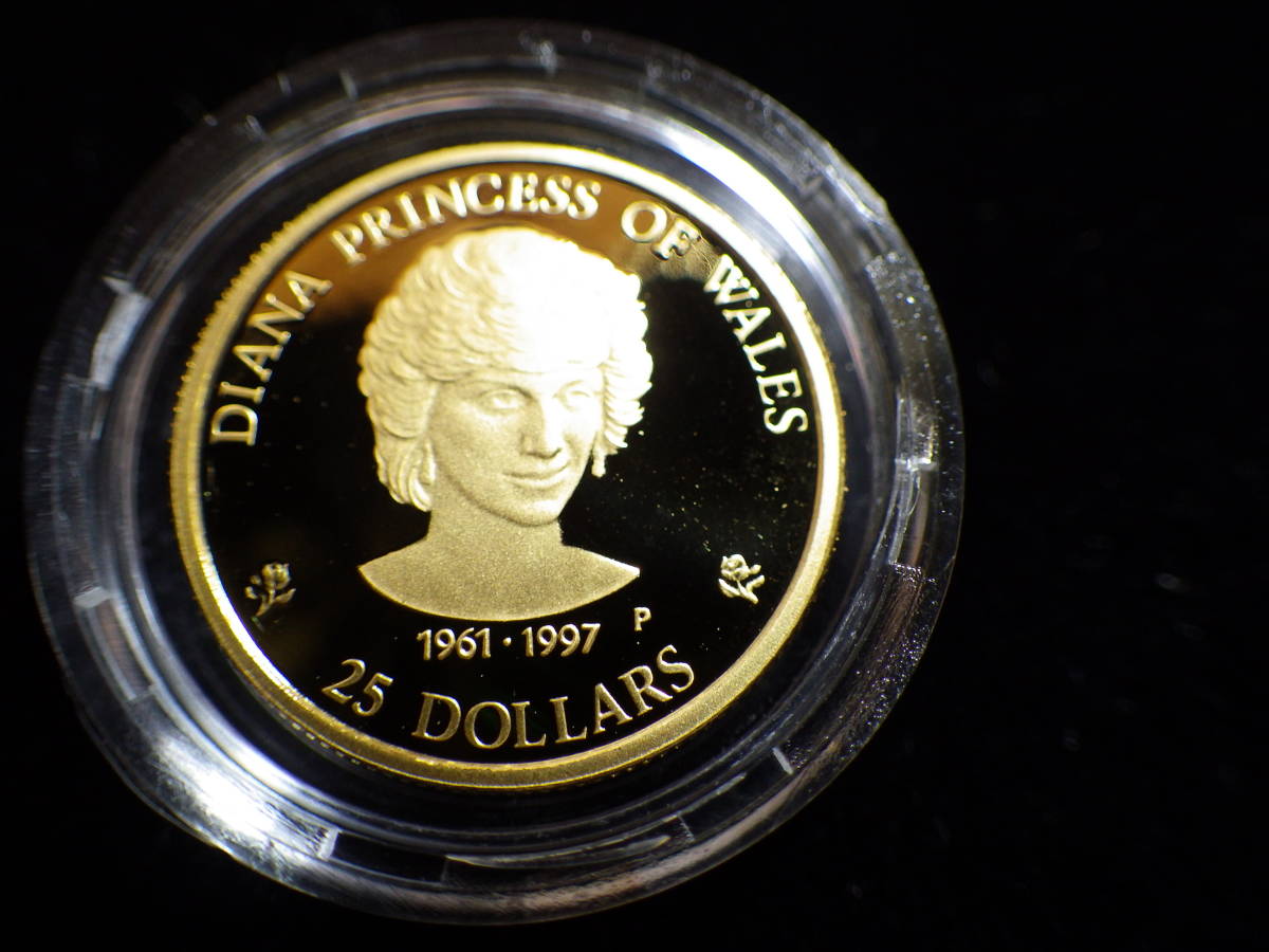 クックアイランド１９９７年　２５ドルプルーフ金貨　プリンセスダイアナ　約７，７７ｇ_画像1