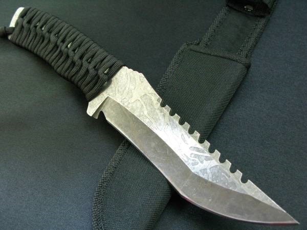 ★S025D★SR KNIVES 極厚超硬 タクティカル フルタング サバイバルナイフ☆パラコード Silver_切れ味鋭いブレード