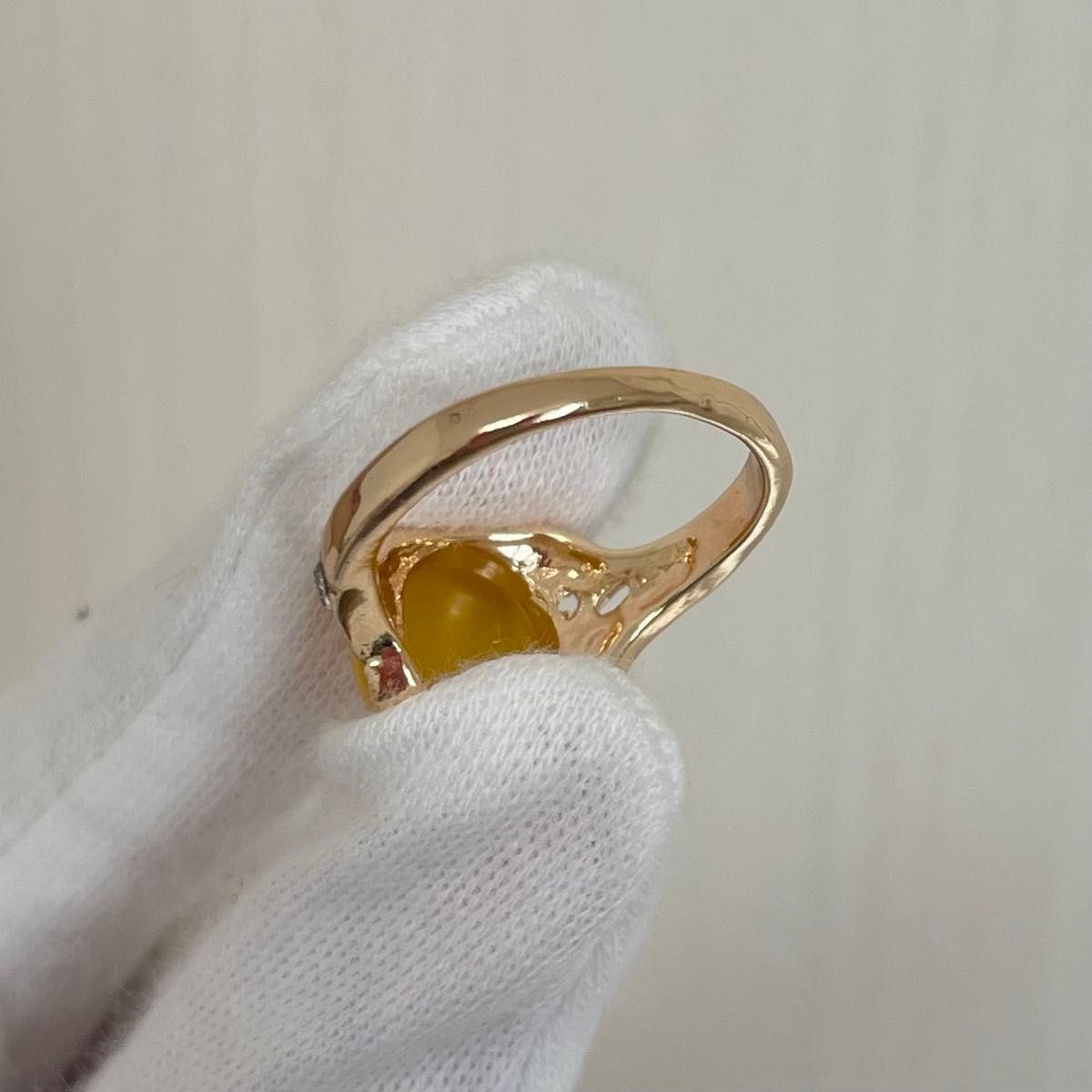 キャンディーリング  イエロー 黄色 指輪 ゴールド 金 かわいい キラキラ レトロ ヴィンテージ ジルコニア