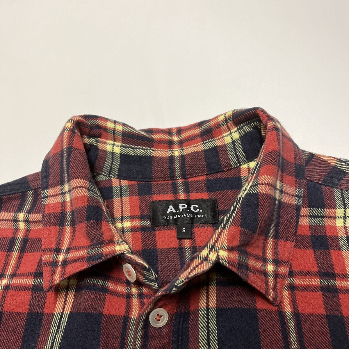 A.P.C. アーペーセー 長袖シャツ ネルシャツ チェック S_画像5