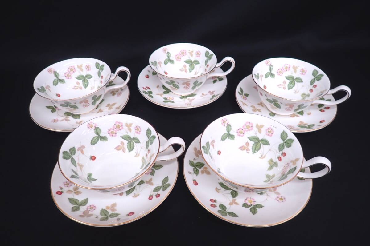 WEDGWOOD ワイルドストロベリー 大皿 プレート カップ＆ソーサー ティーカップ コーヒーカップ 金彩 花柄 ウェッジウッド Z02157_画像10