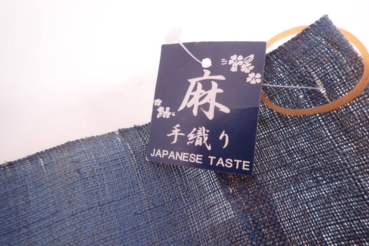 日本製 麻100% 手織り 藍染 暖簾 のれん フクロウ 梟 約85×150cm 和風 カーテン 縁起物 開運 和モダン P03088_画像3