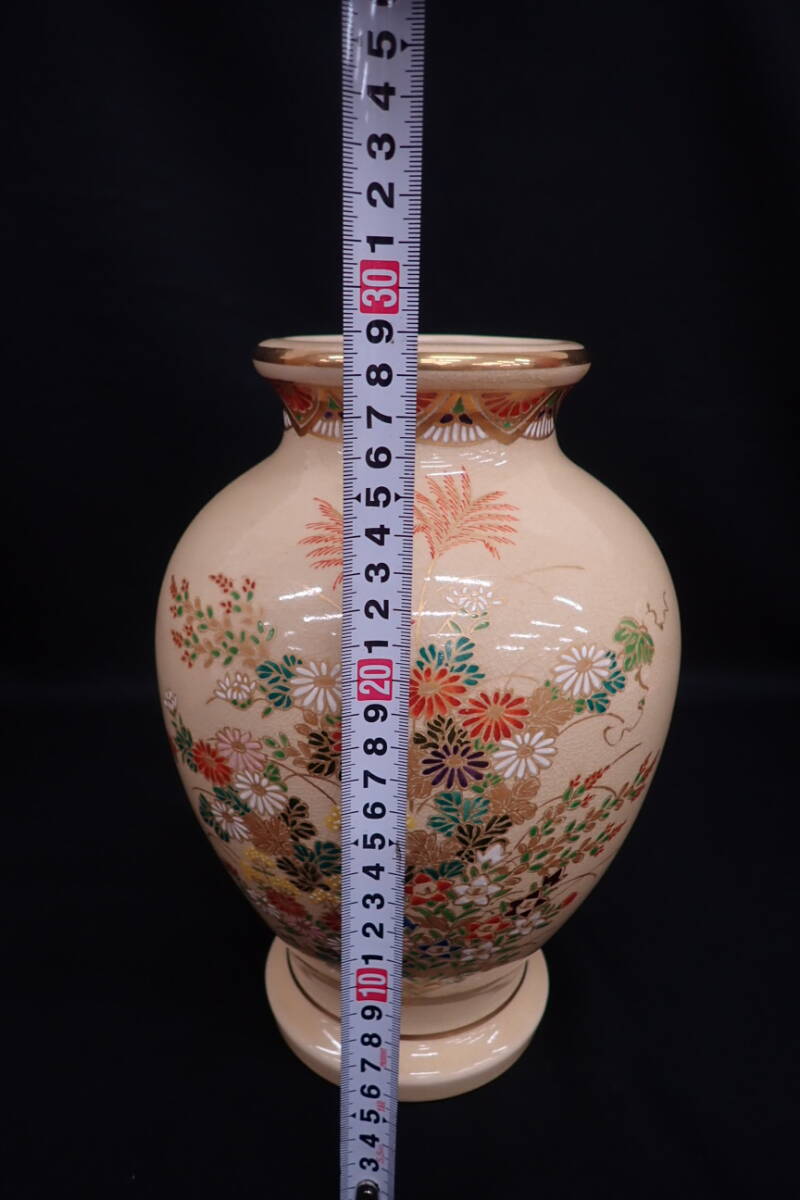  Satsuma . лаковый промежуток керамика цветная роспись золотая краска ваза ваза для цветов цветок сырой пол украшение высота примерно 29cm вместе с ящиком Z02032