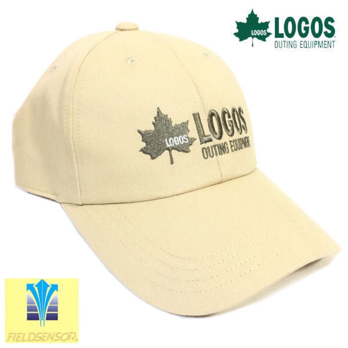 新品 正規 LOGOS ロゴス 刺繍 オーセンティック シックスパネルキャップ ベースボールキャップ 帽子 ユニセックス ベージュ