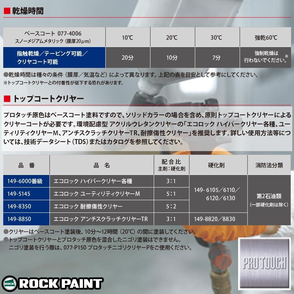 ロックペイント プロタッチ 調色 トヨタ 1E7 シルバーマイカメタリック　3kg（希釈済）Z26_画像4