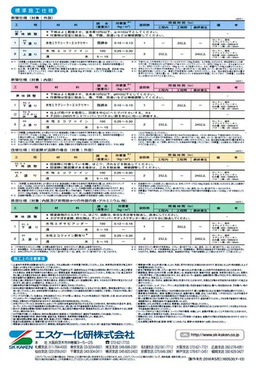 水性エコファイン 艶有り　16kg 白 淡彩色 エスケー化研 外壁用塗料 Z06_画像6