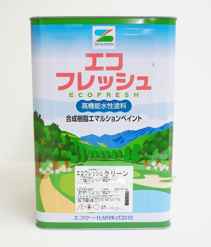 エコフレッシュクリーン 艶有り 16kg 濃彩色 エスケー化研 屋内用水性塗料 Z06_画像1