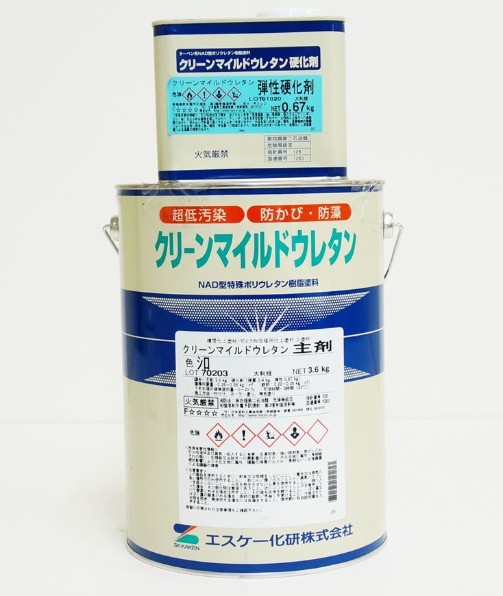 弾性クリーンマイルドウレタン 5分艶 4.27kgセット 濃彩色 エスケー化研 外壁 塗料 Z26_画像1