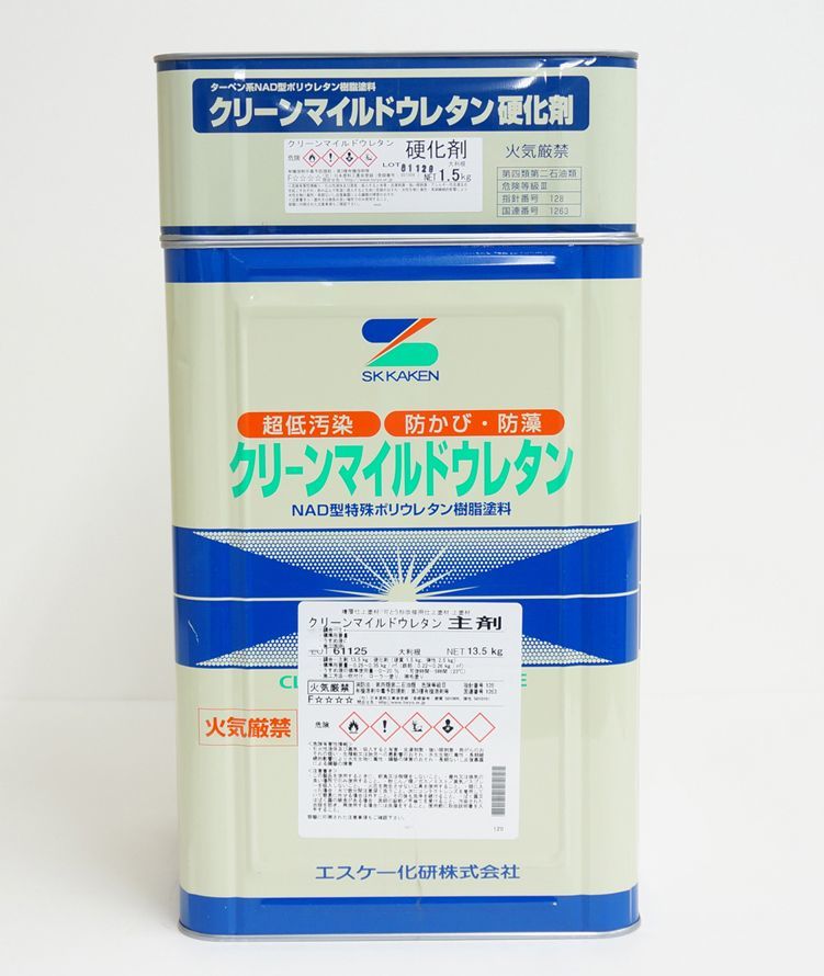 クリーンマイルドウレタン 15kgセット 白/淡彩色 エスケー化研 外壁 塗料 Z06