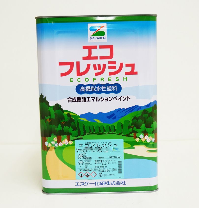 エコフレッシュ 3分艶 16kg 白/淡彩色 エスケー化研 屋内用水性塗料 Z06