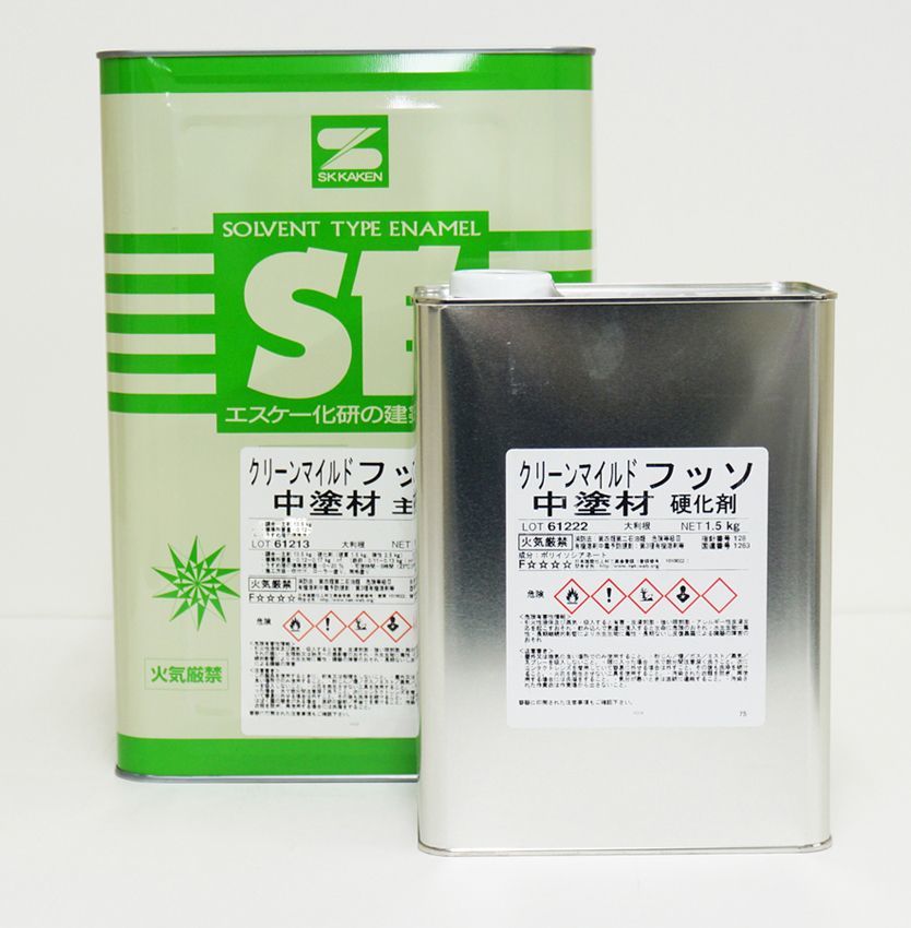 弾性クリーンマイルドフッソ中塗り材 16kgセット 濃彩色 エスケー化研 外壁 塗料 Z06