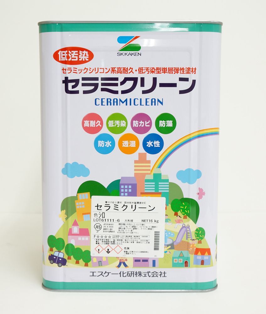 セラミクリーン 艶消し 16kg 白/淡彩色 エスケー化研 外壁 建築仕上材・塗料 Z06_画像1