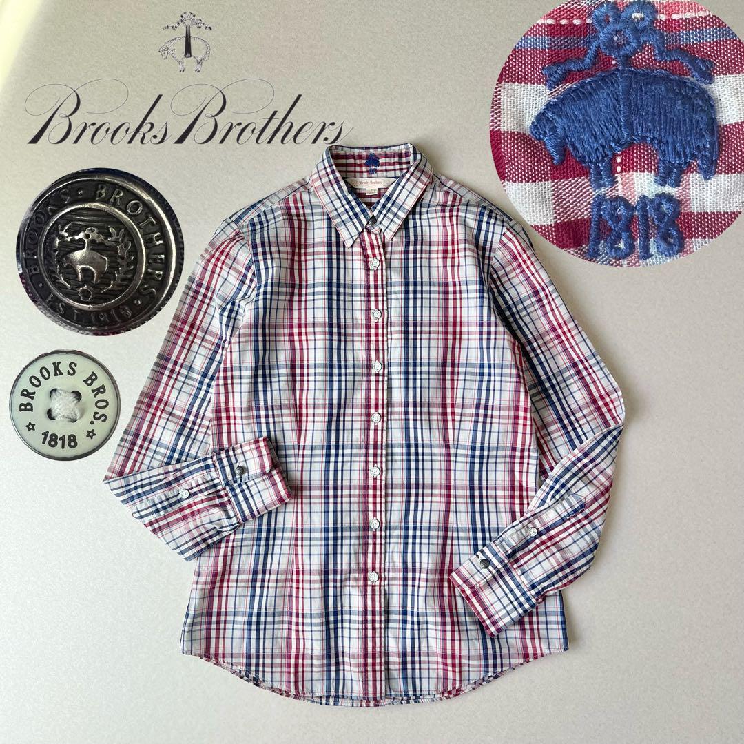 BROOKS BROTHERS ブルックスブラザーズ チェックシャツ ロゴ刺繍_画像1