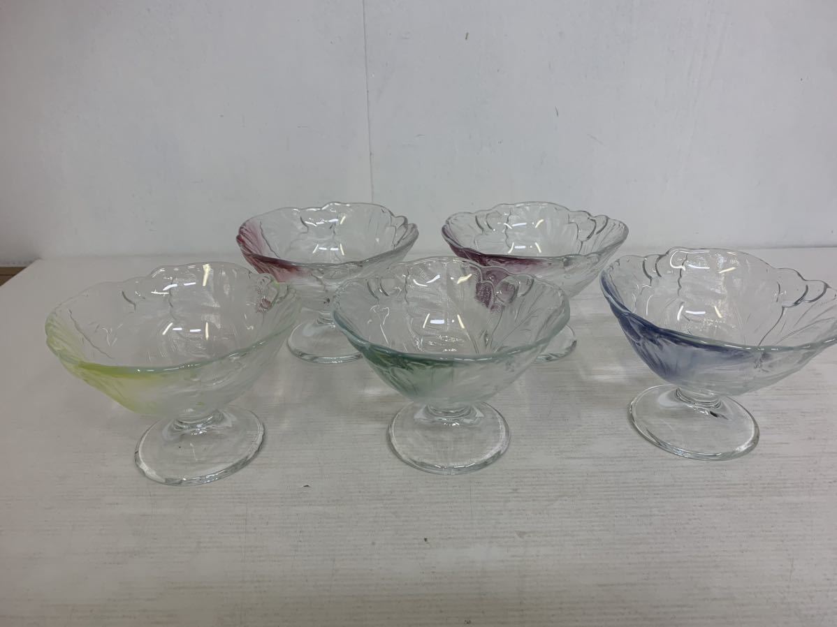 i1259 美品 デザート皿 ガラス鉢 カラフル アイス ヨーグルト フルーツ
