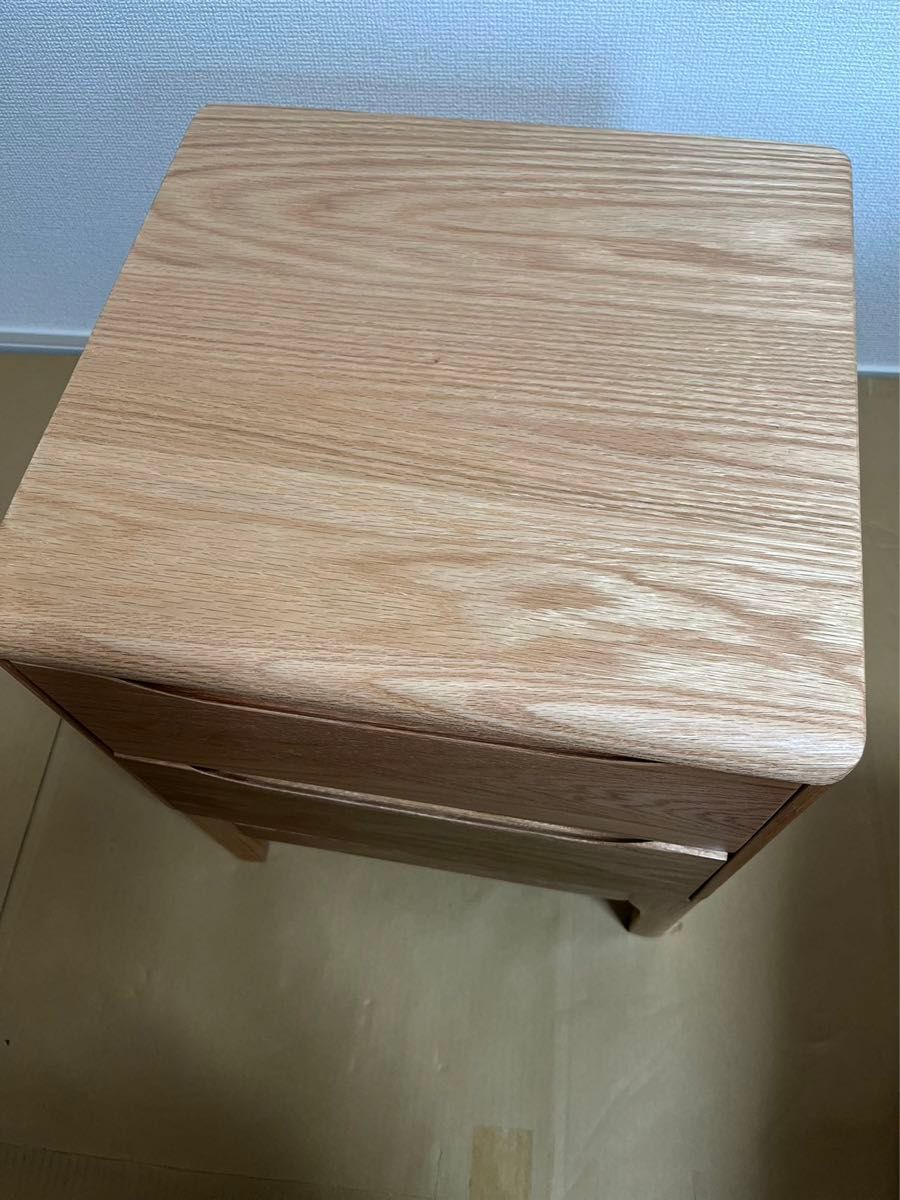 MU RONG サイドテーブル ナイトテーブル 木製 ベッドサイドテーブル 完成品 組立不要 引き出し付き 小物収納 オーク 