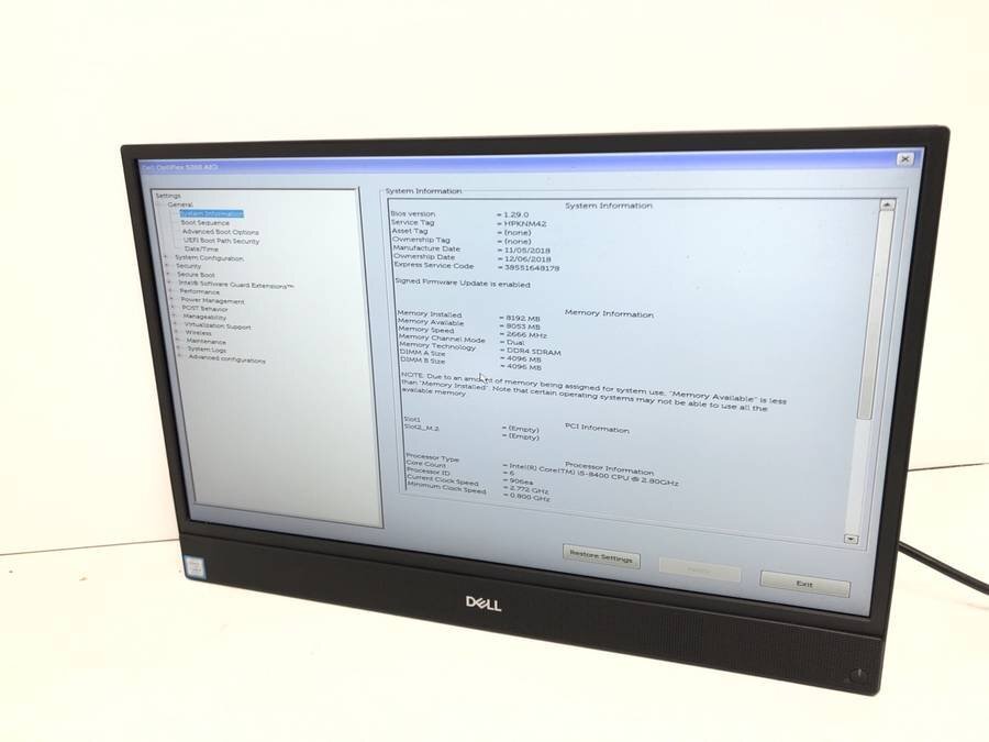 DELL OptiPlex 5260 AIO 一体型PC　Core i5 8400 2.80GHz 8GB ■現状品_画像1