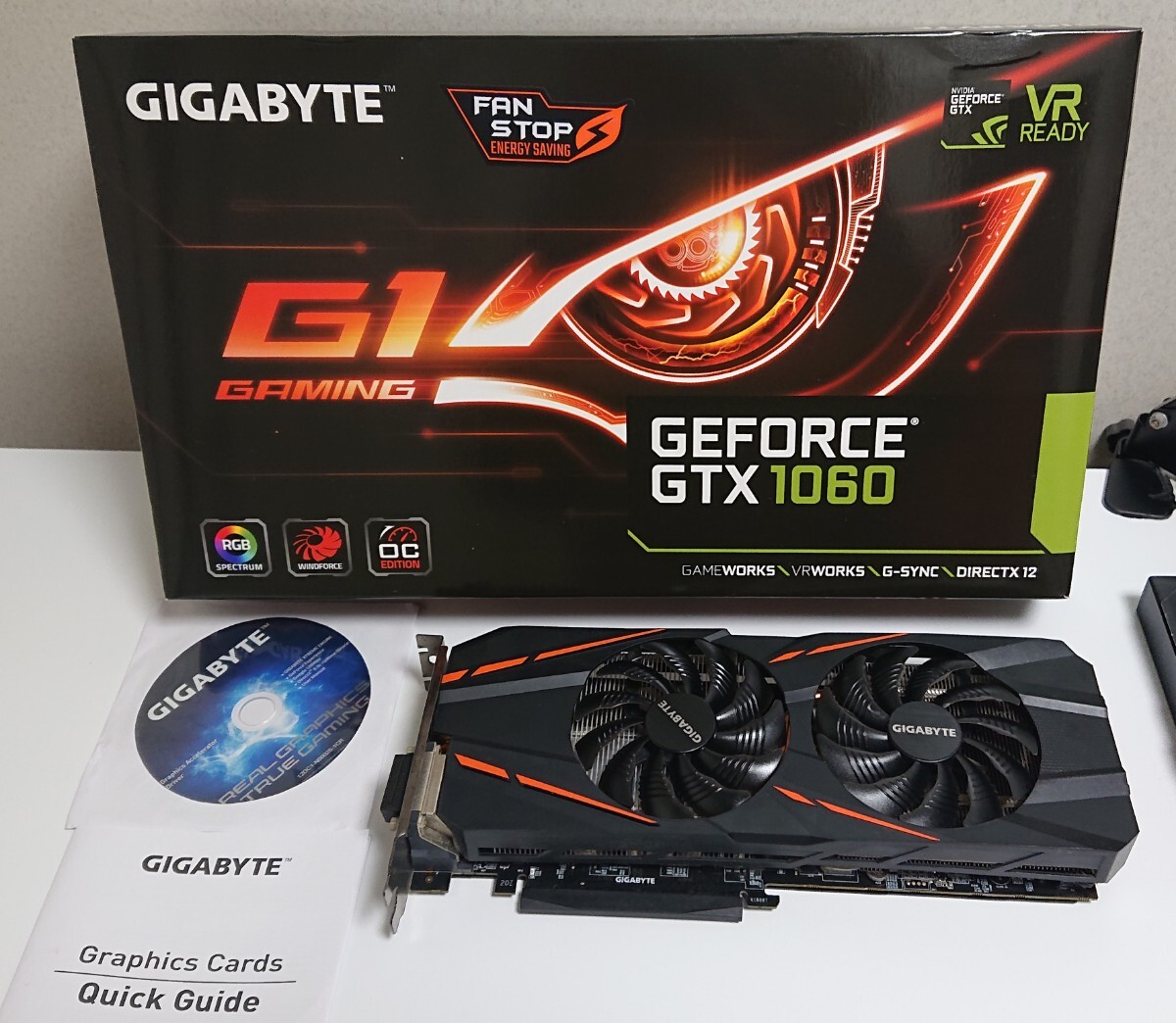 GIGABYTE GTX 1060 G1 Gaming 6GB GDDR5 GV-N1060G1 GAMING-6GD メモリ 動作確認済み GeForce AORUS ゲーミングPCの画像1