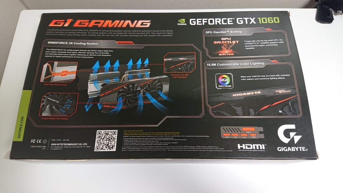 GIGABYTE GTX 1060 G1 Gaming 6GB GDDR5 GV-N1060G1 GAMING-6GD メモリ 動作確認済み GeForce AORUS ゲーミングPCの画像8