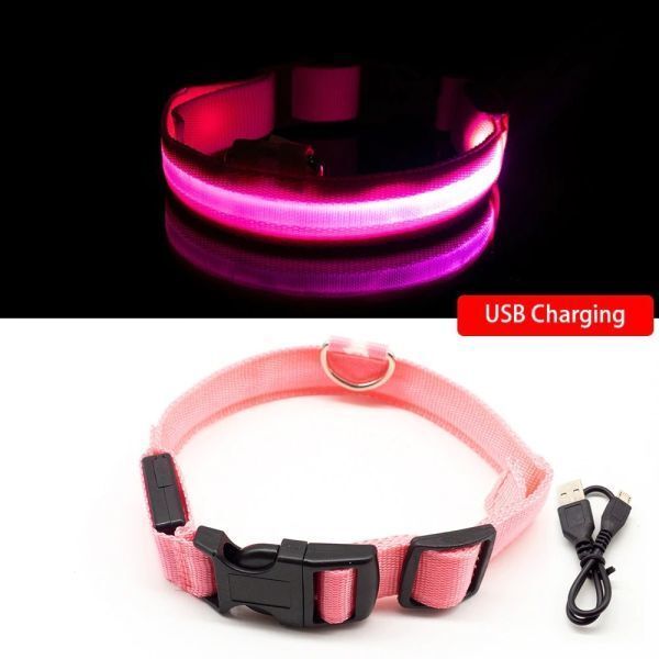 GU103:●人気〇USB 充電/バッテリー交換 Led 犬の首輪アンチロスト首輪犬用子犬犬の首輪リード LED 用品ペット製品_カラー4